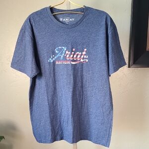 Ariat Red White Blue Short Sleeve Tee Casual Comfort Size Large